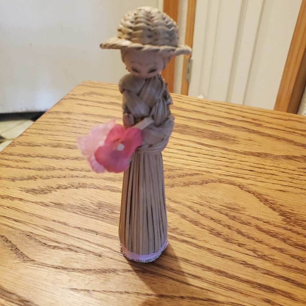 Korean Straw Doll Hand Woven Vintage 6 1/2 inch